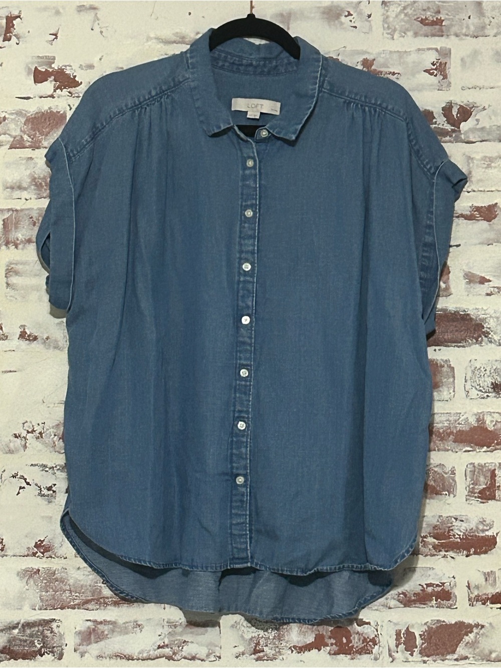 LOFT Light Blue Denim Button-Down Shirt